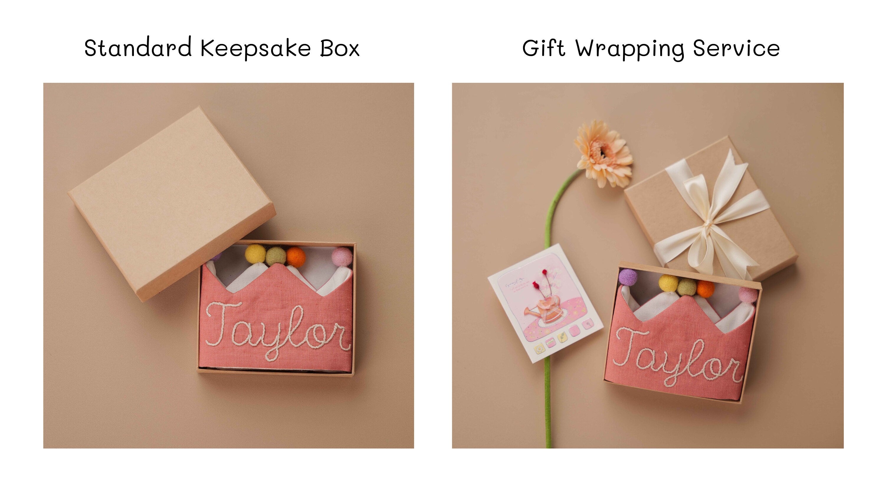 Hand Embroidered Linen Crown for Kids and Children's Birthdays, Personalized Gifts | Keepsake for First Birthday Party and Special Occasions