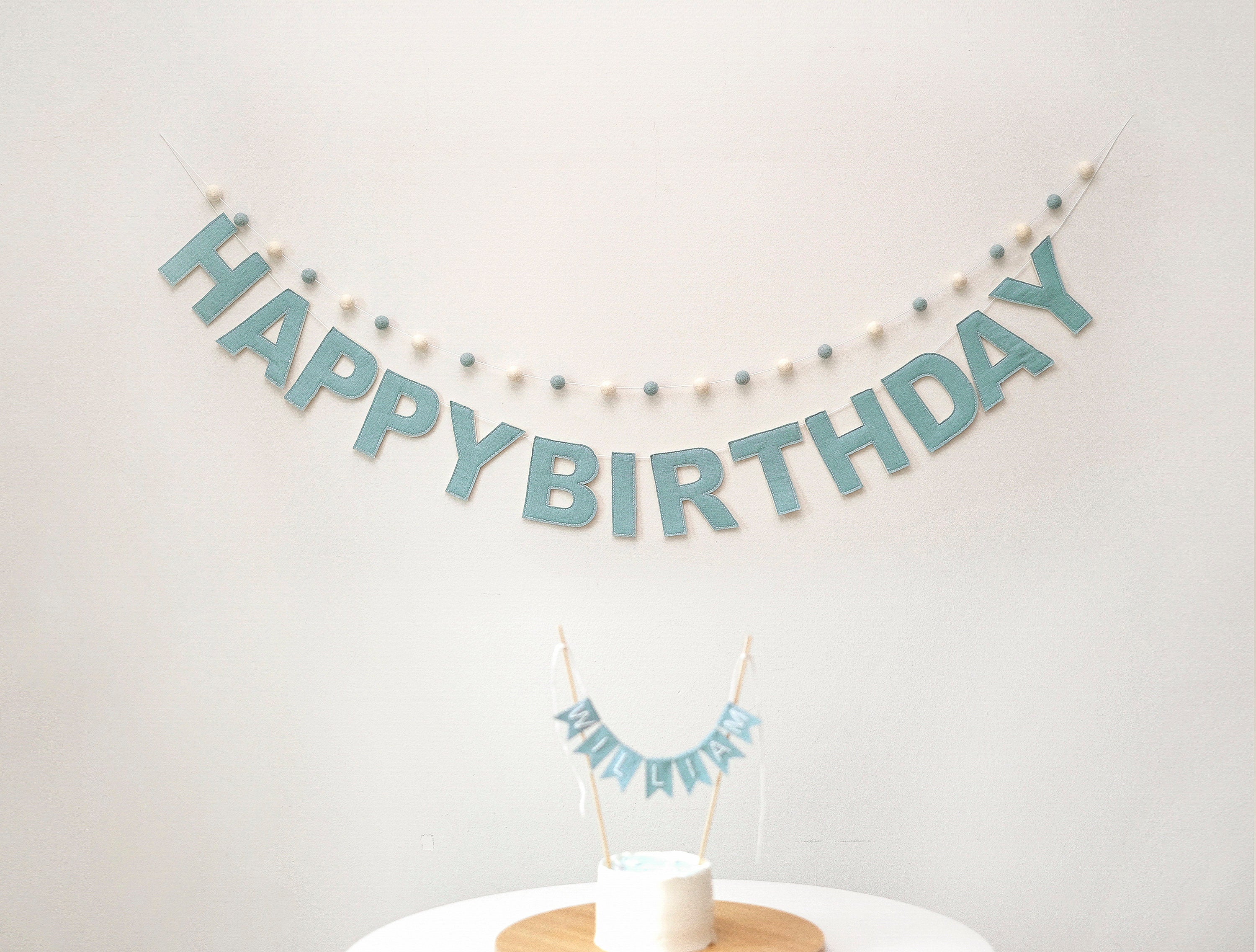 Happy Birthday Banner | Birthday Linen Garland | Party Garland | Birthday Decor | Party Decor | Sustainable Birthday | Neutral Color