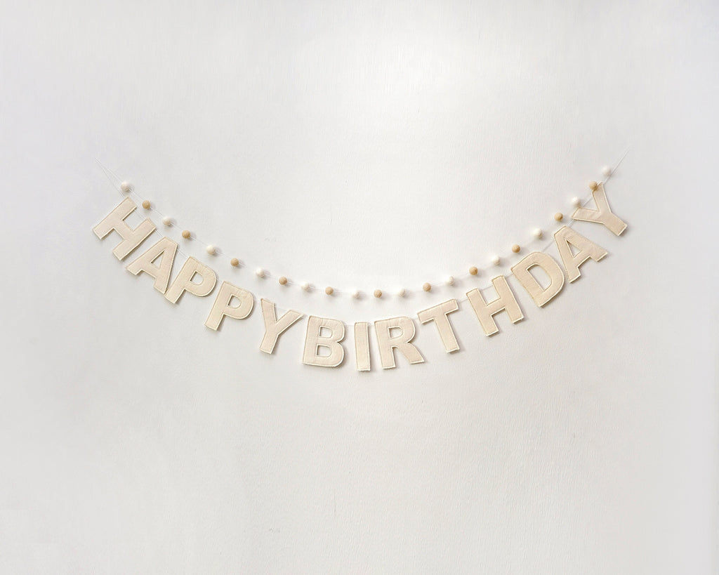 Happy Birthday Banner | Birthday Linen Garland | Party Garland | Birthday Decor | Party Decor | Sustainable Birthday | Neutral Color