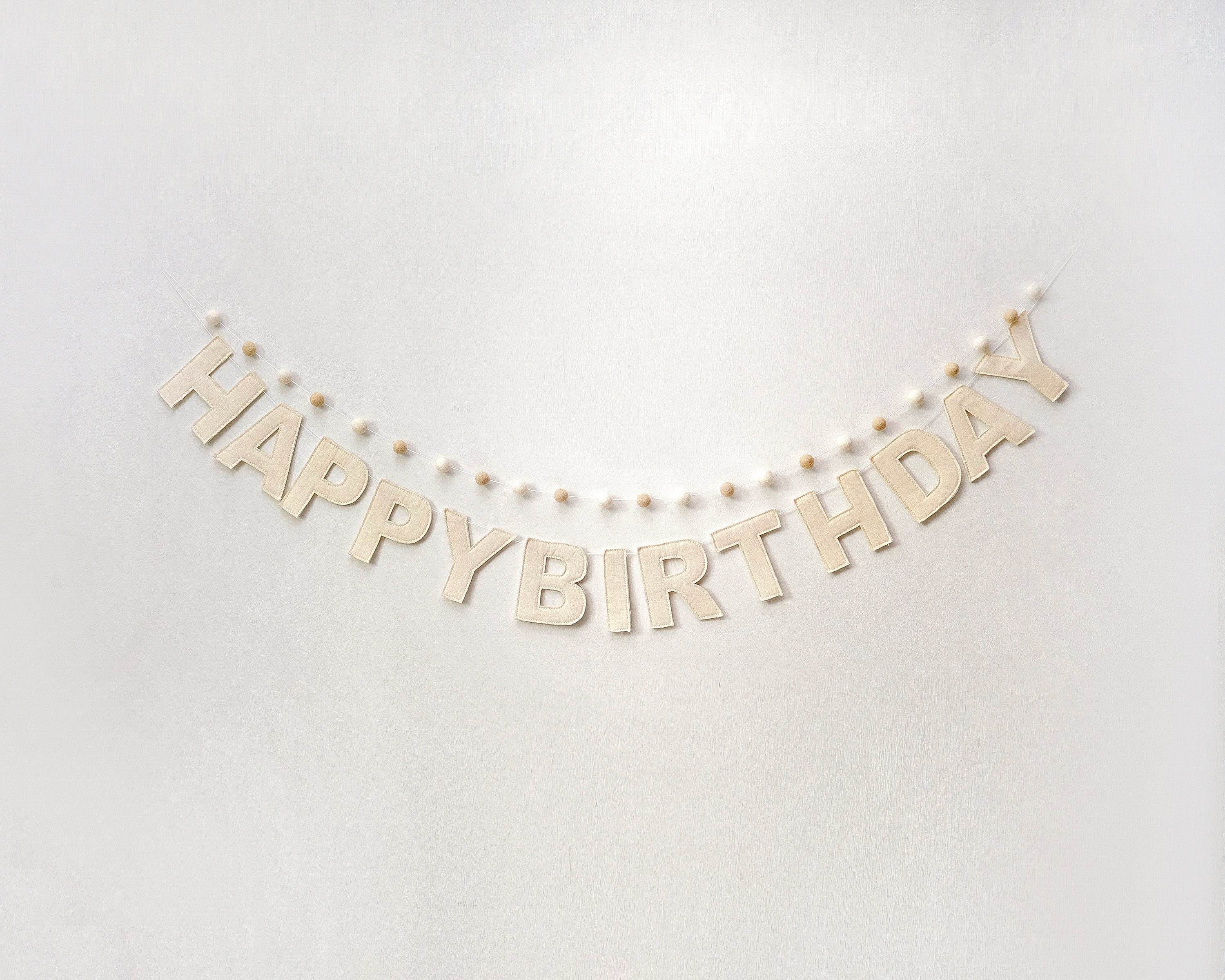 Happy Birthday Banner | Birthday Linen Garland | Party Garland | Birthday Decor | Party Decor | Sustainable Birthday | Neutral Color
