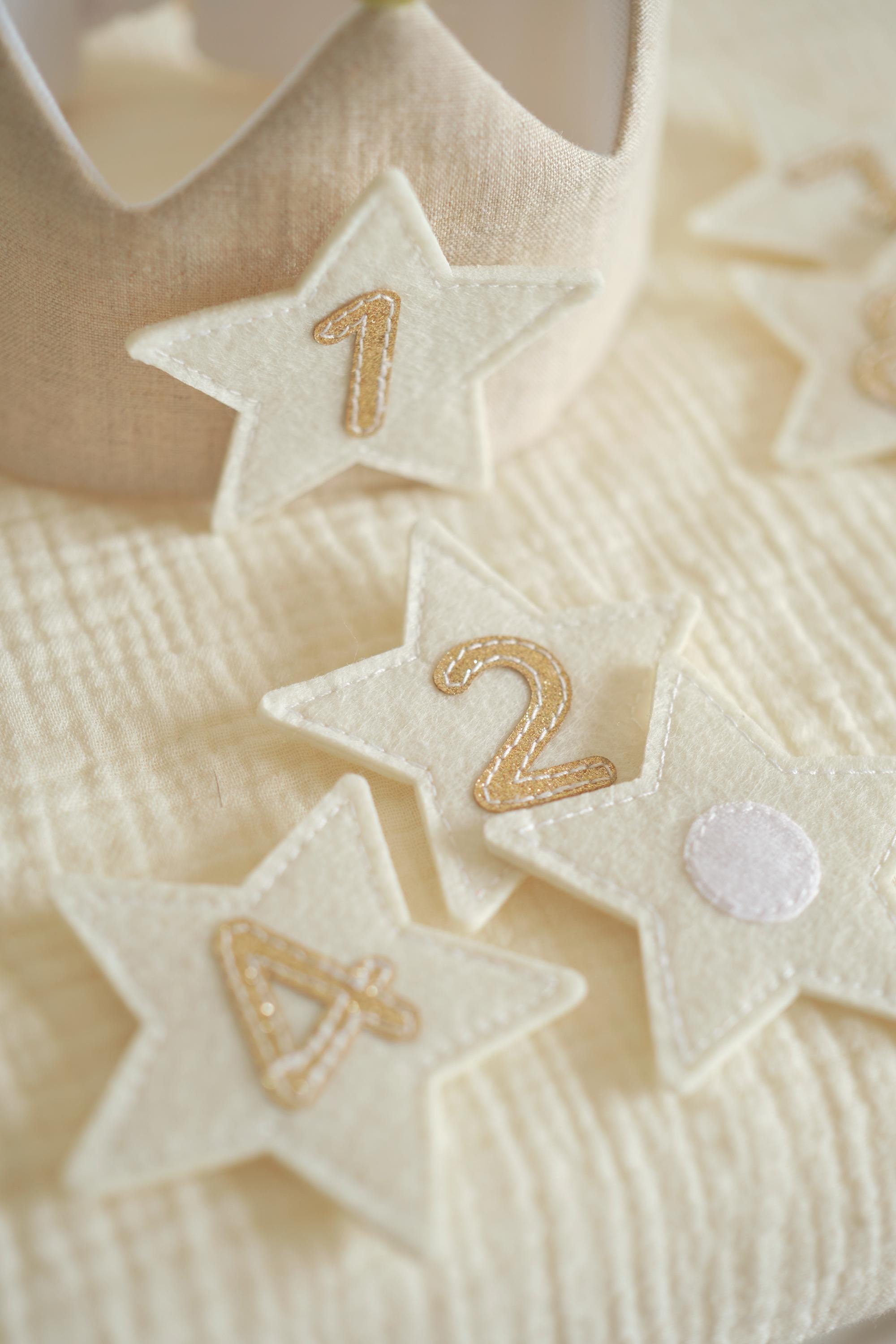 Number and Star Custom Linen Crown for Kids & Children's Birthday, Personalized Gifts, Keepsake for First Birthday Party, Special Occasions