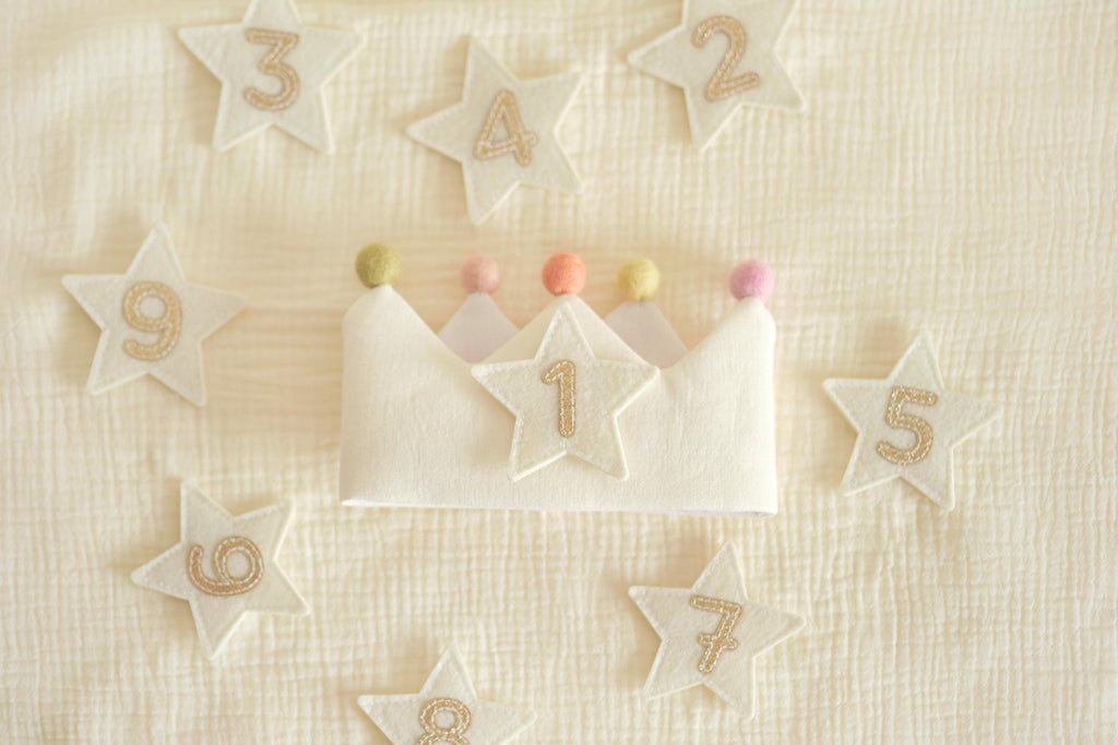 Number and Star Custom Linen Crown for Kids & Children's Birthday, Personalized Gifts, Keepsake for First Birthday Party, Special Occasions