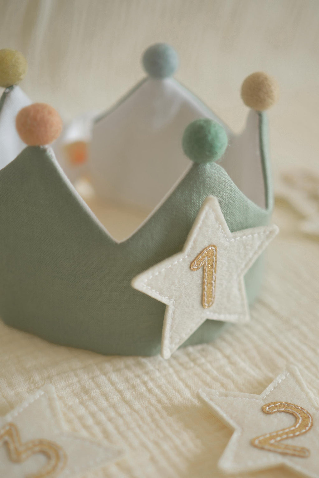 Number and Star Custom Linen Crown for Kids & Children's Birthday, Personalized Gifts, Keepsake for First Birthday Party, Special Occasions
