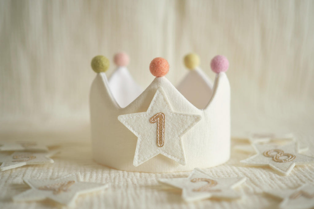 Number and Star Custom Linen Crown for Kids & Children's Birthday, Personalized Gifts, Keepsake for First Birthday Party, Special Occasions