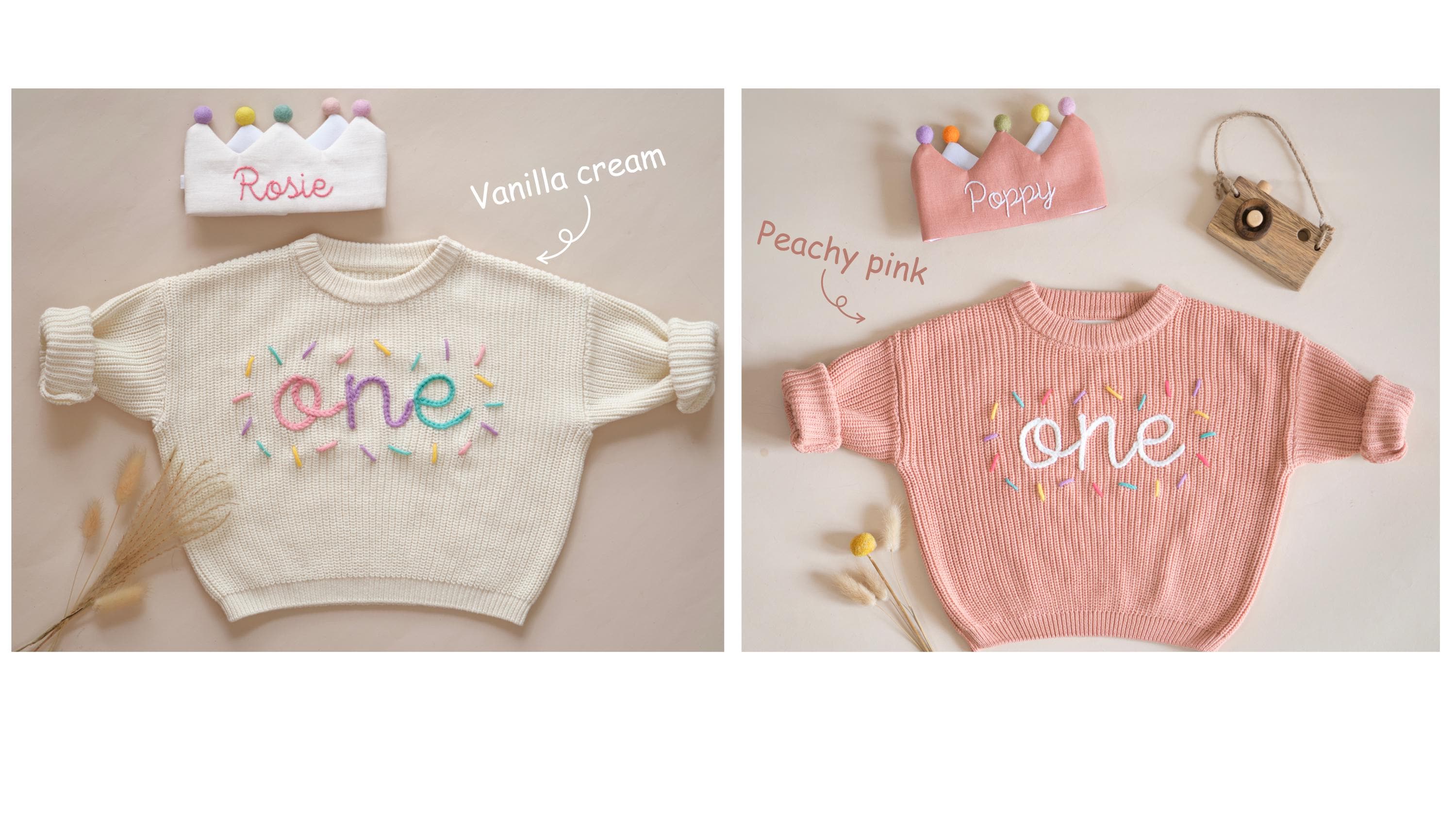 First Birthday Sweater, One Hand Embroidered Sweater, Fall and Winter Outfit, Custom Baby 1st Birthday, Personalized Boy and Girl Outfit