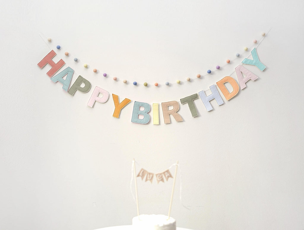 Happy Birthday Banner | Birthday Linen Garland | Party Garland | Birthday Decor | Party Decor | Sustainable Birthday | Neutral Color