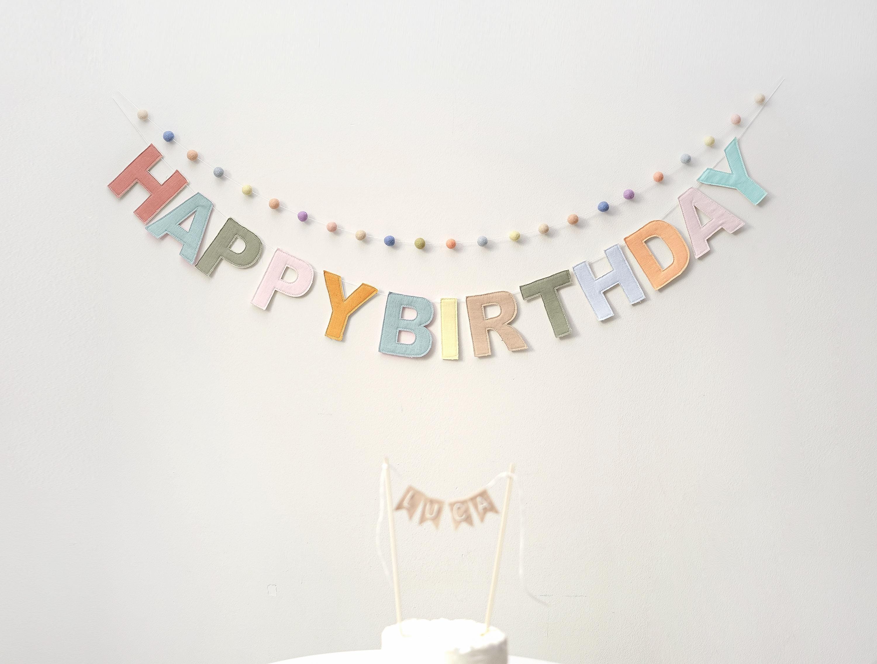 Happy Birthday Banner | Birthday Linen Garland | Party Garland | Birthday Decor | Party Decor | Sustainable Birthday | Neutral Color