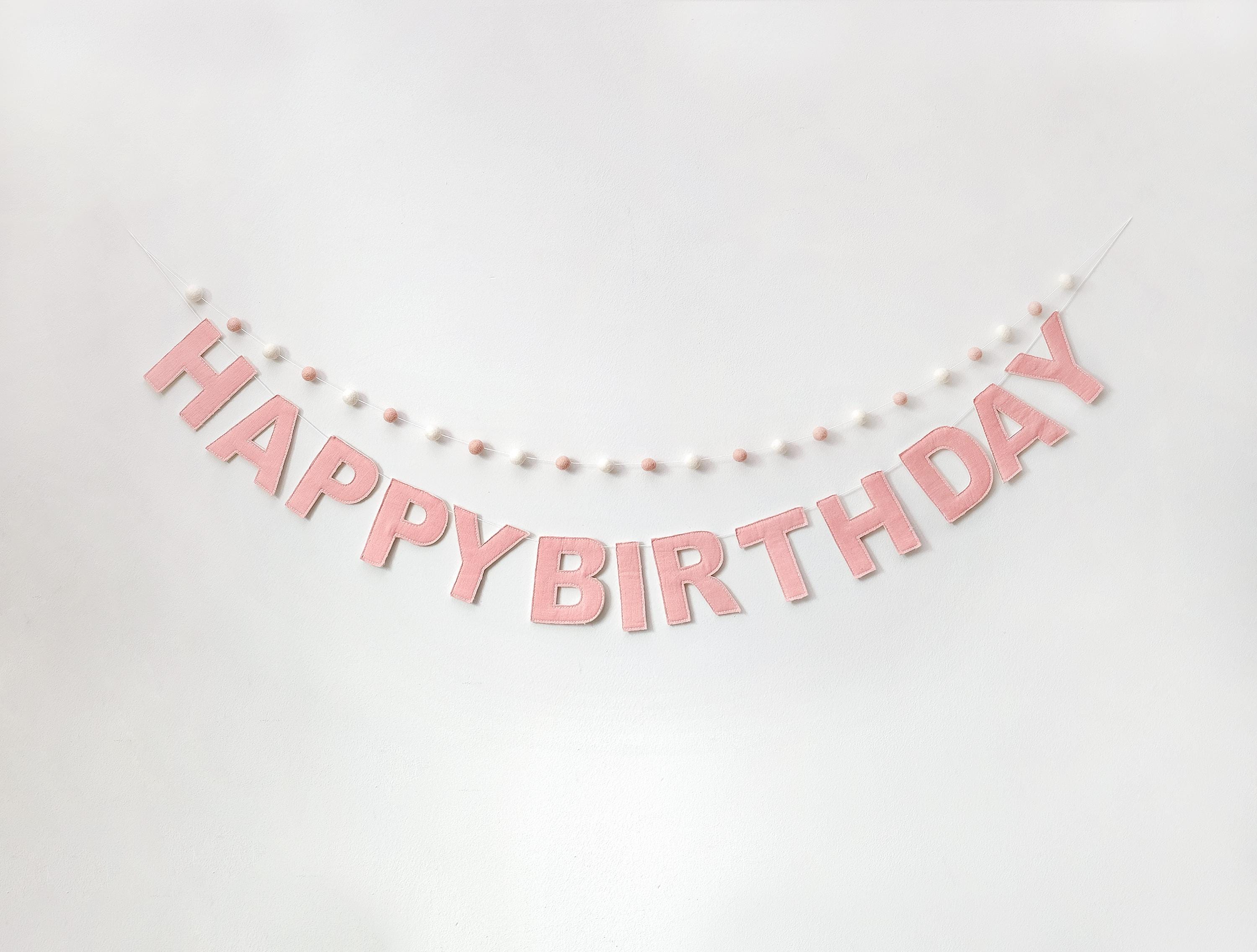 Happy Birthday Banner | Birthday Linen Garland | Party Garland | Birthday Decor | Party Decor | Sustainable Birthday | Neutral Color