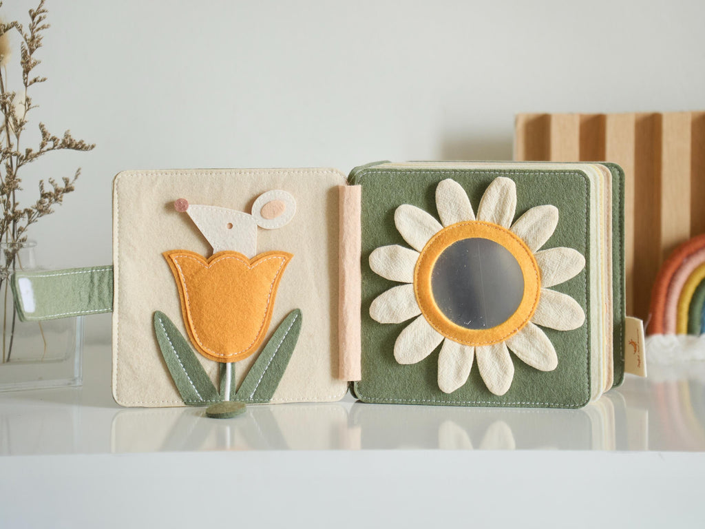 Personalized baby shower girl gifts, first birthday gift for baby, fairy garden mushroom felt book, custom handmade  activities play book