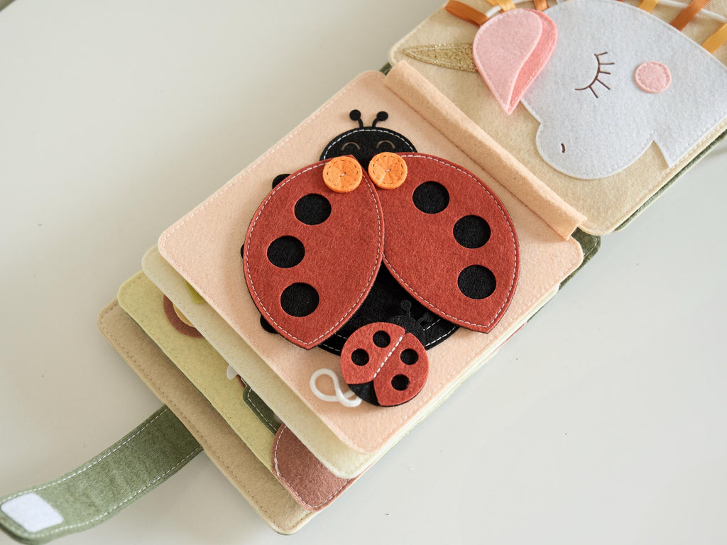 Personalized baby shower girl gifts, first birthday gift for baby, fairy garden mushroom felt book, custom handmade  activities play book