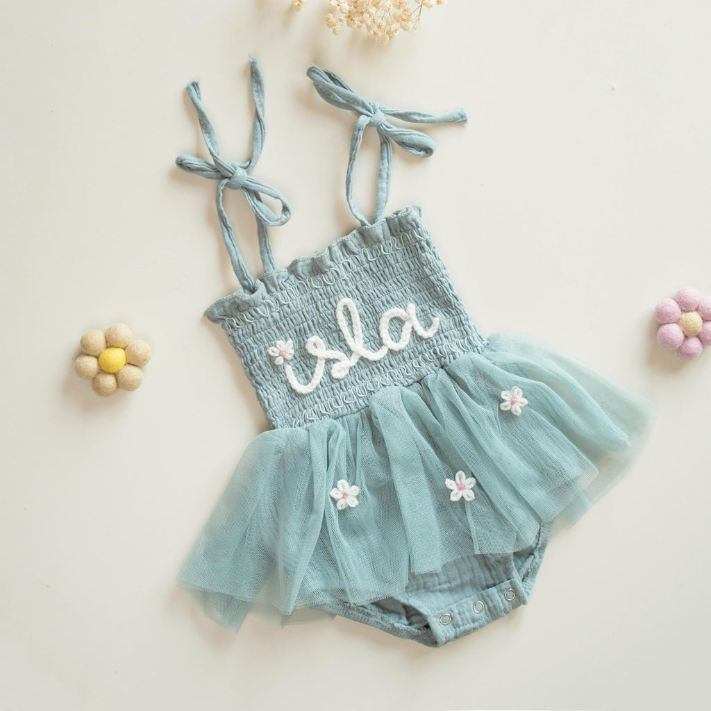 First Birthday Romper, 1st Birthday Outfit, Hand-embroidered One Romper, Personalized Baby Dress, Customized Baby Girl Dress, Gift for B-day