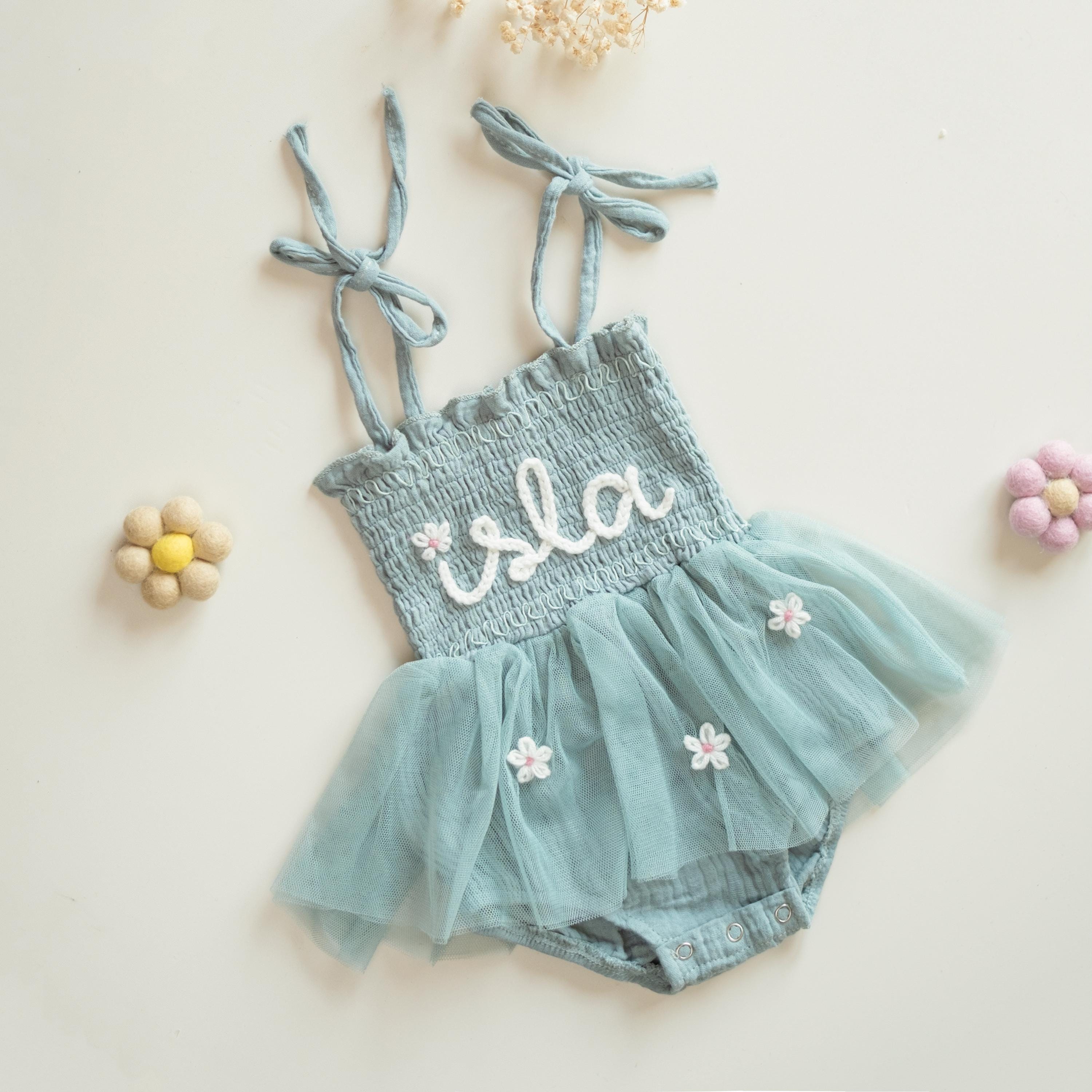First Birthday Romper, 1st Birthday Outfit, Hand-embroidered One Romper, Personalized Baby Dress, Customized Baby Girl Dress, Gift for B-day