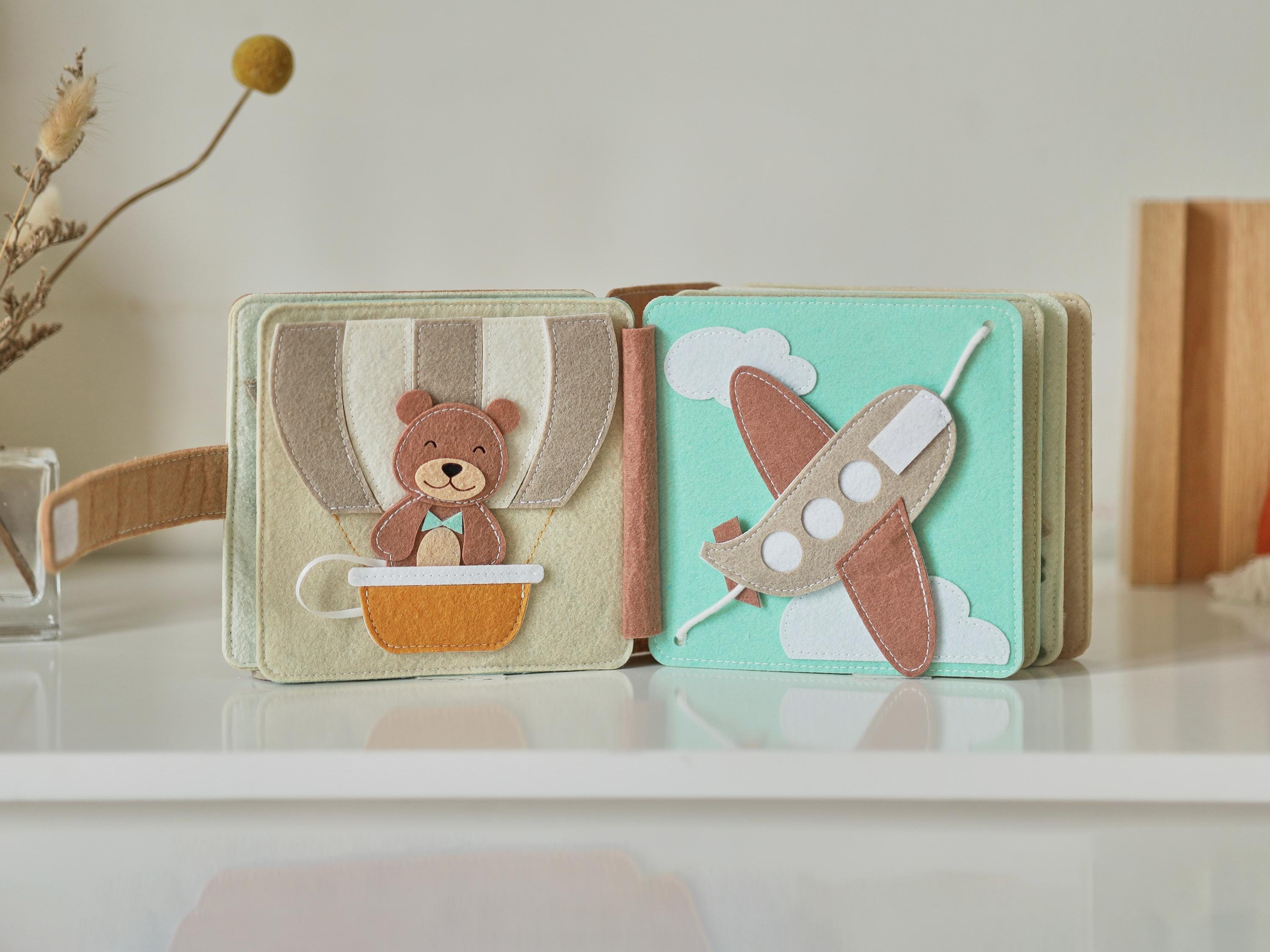 Personalized Teddy Bear baby shower gift, Bear Adventure busy book, Beary first birthday, handmade quiet book, soft Montessori-inspired toy
