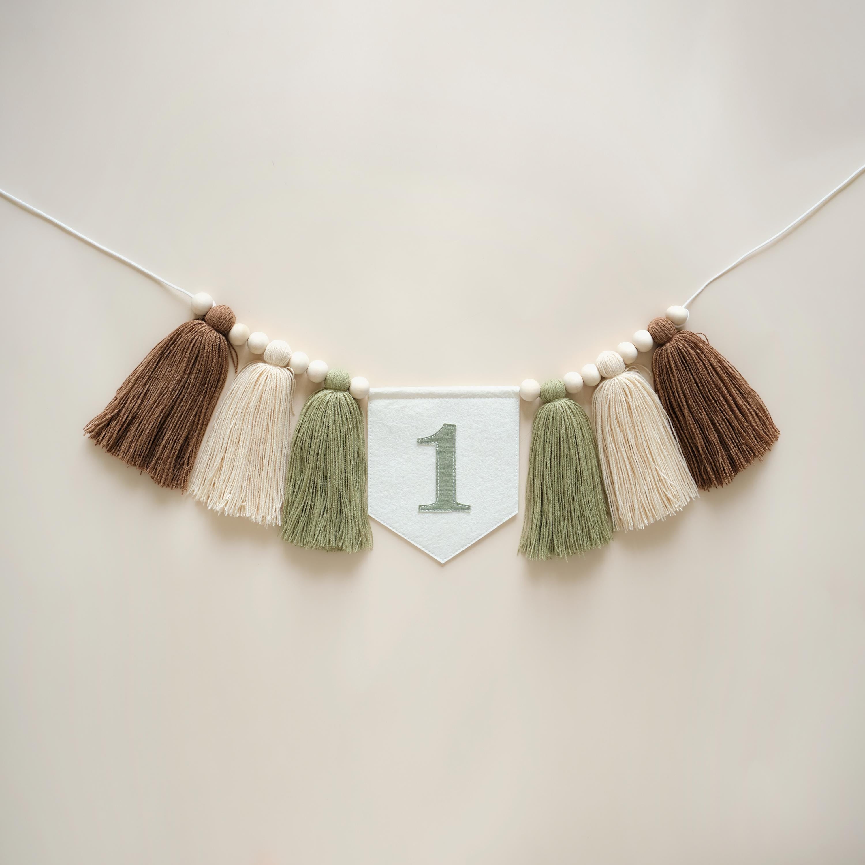 Personalized 1st Birthday High Chair Banner, Customized Yarn Tassel Garland, 1 Party Decor, Cake Smash Highchair Banner, Birthday Photo Prop