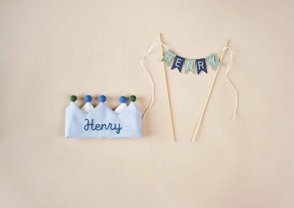 Hole in One 1st Birthday Linen & Felt Garland, Blue Green Happy Birthday Banner, Golf Theme, Boy 1st Birthday Party Decor, Sustainable