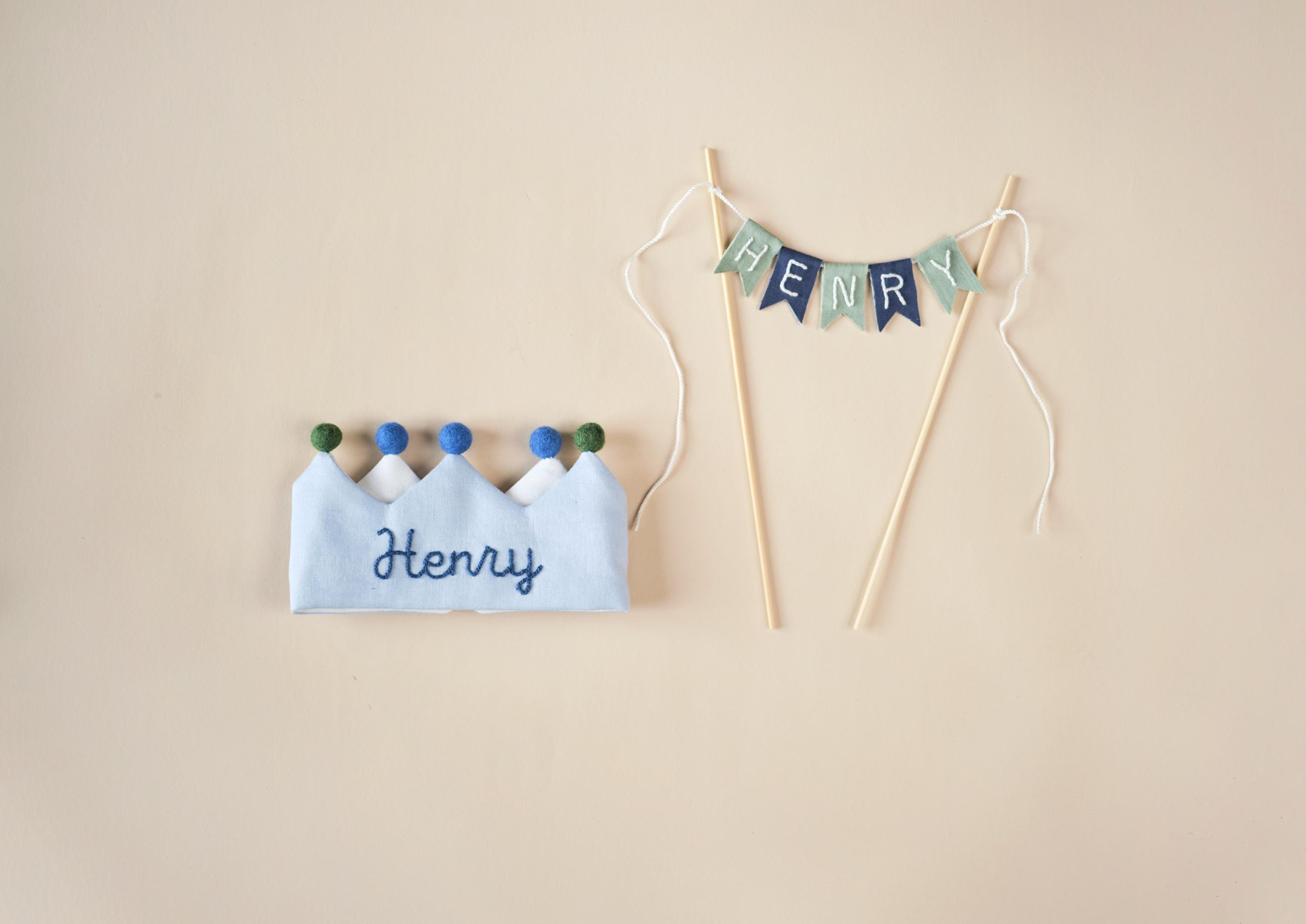 Hole in One 1st Birthday Crown, Hand Embroidered Linen Crown for Kids, Personalized Gifts, Keepsake for First Birthday Party, Golf Birthday