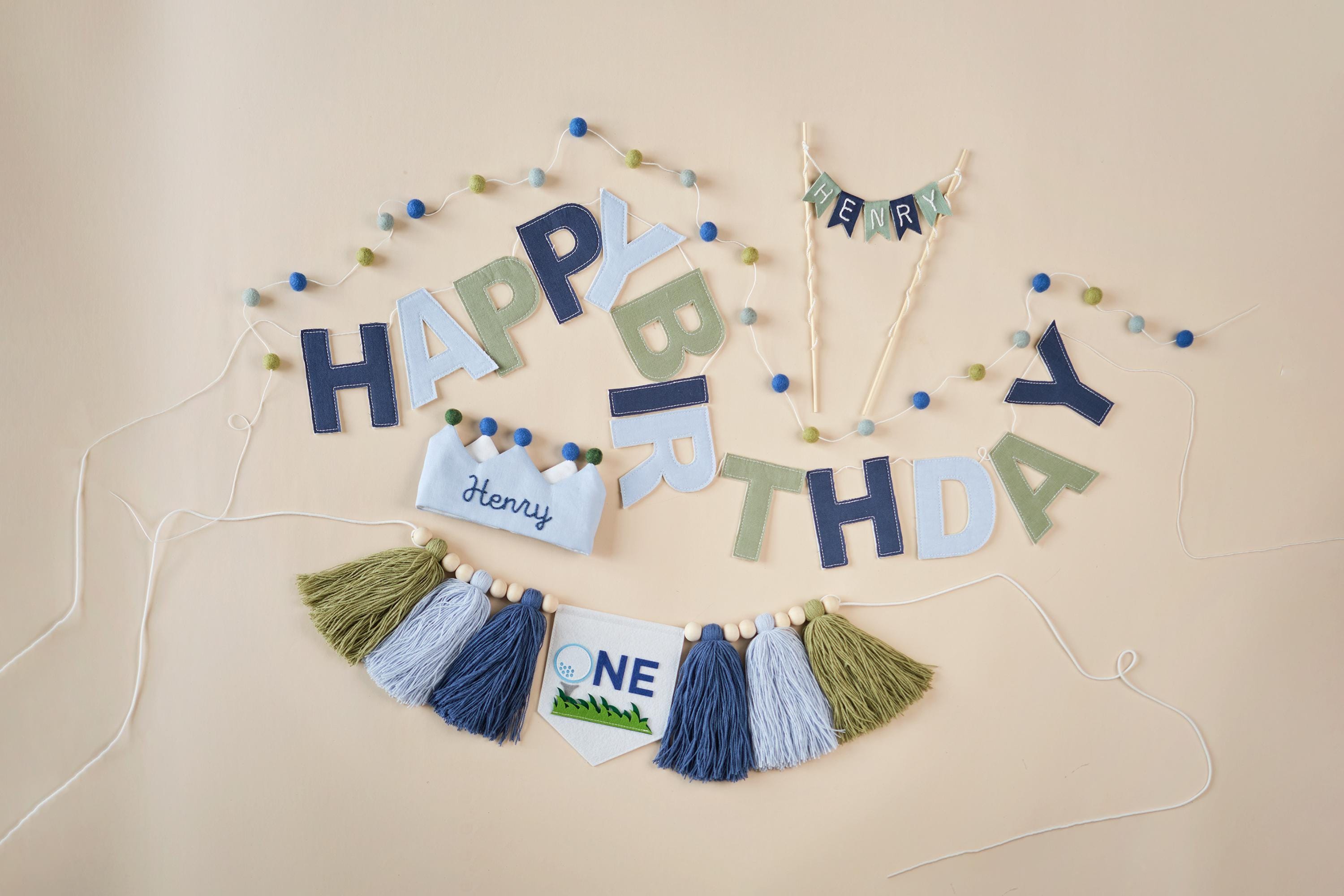 Hole in One 1st Birthday Crown, Hand Embroidered Linen Crown for Kids, Personalized Gifts, Keepsake for First Birthday Party, Golf Birthday
