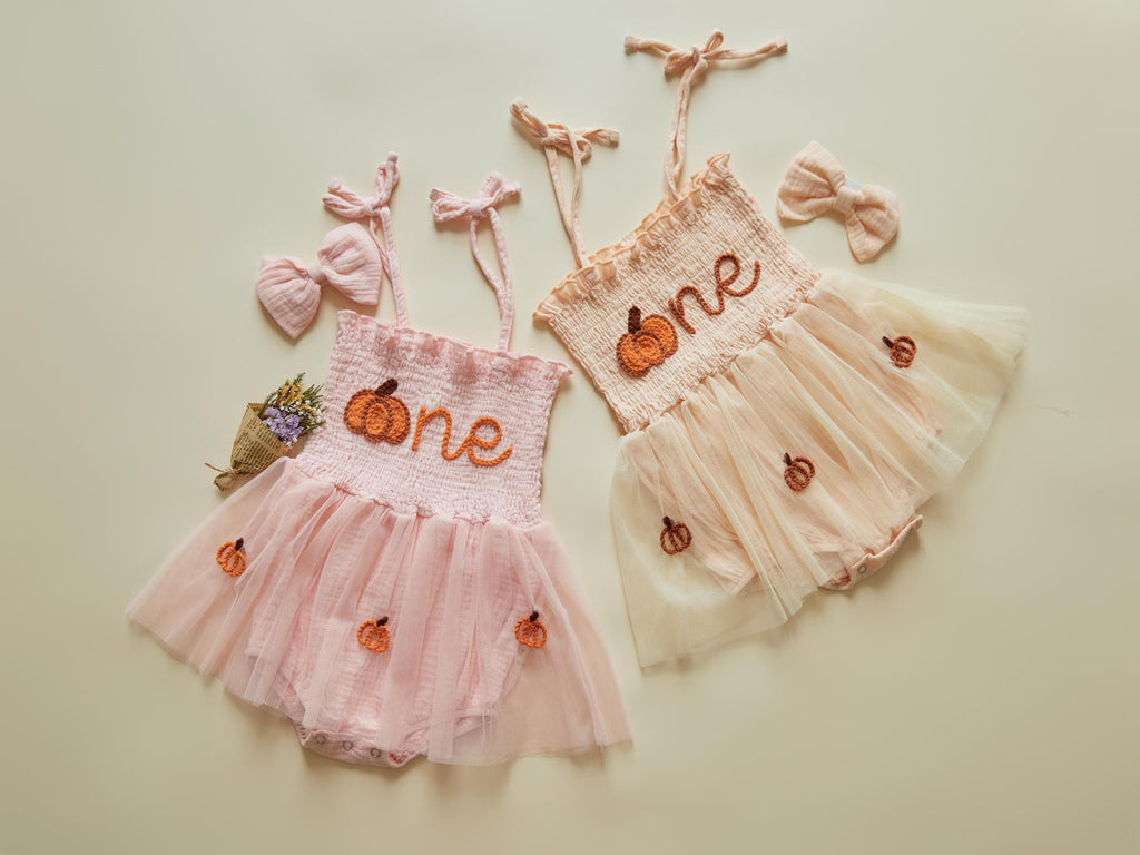 First Birthday Romper, 1st Birthday Outfit, Hand-embroidered One Romper, Personalized Baby Dress, Customized Baby Girl Dress, Gift for B-day