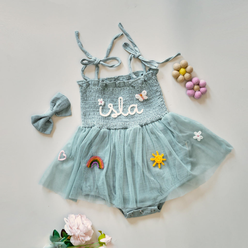 First Birthday Romper, 1st Birthday Outfit, Hand-embroidered One Romper, Personalized Baby Dress, Customized Baby Girl Dress, Gift for B-day