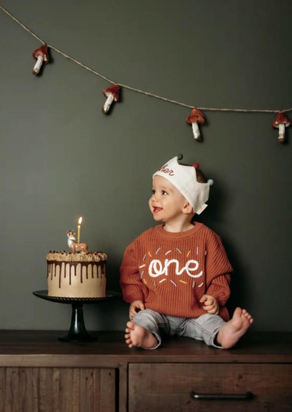 First Birthday Sweater, One Hand Embroidered Sweater, Fall and Winter Outfit, Custom Baby 1st Birthday, Personalized Boy and Girl Outfit