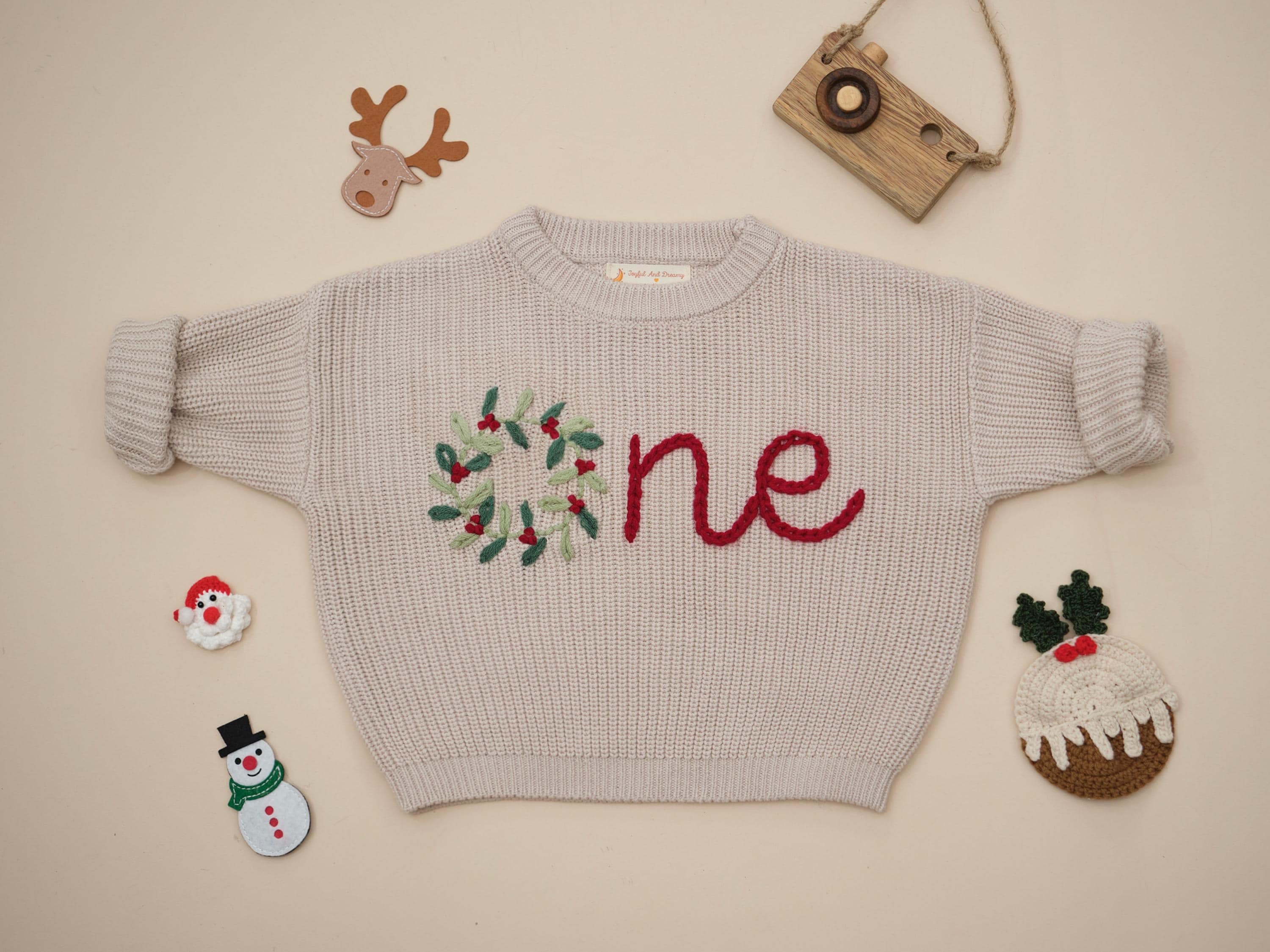 First Birthday Sweater, One Hand Embroidered Sweater, Fall and Winter Outfit, Custom Baby 1st Birthday, Personalized Boy and Girl Outfit