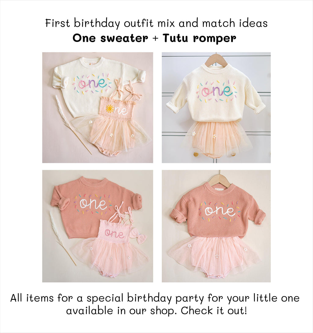 First Birthday Sweater, One Hand Embroidered Sweater, Fall and Winter Outfit, Custom Baby 1st Birthday, Personalized Boy and Girl Outfit