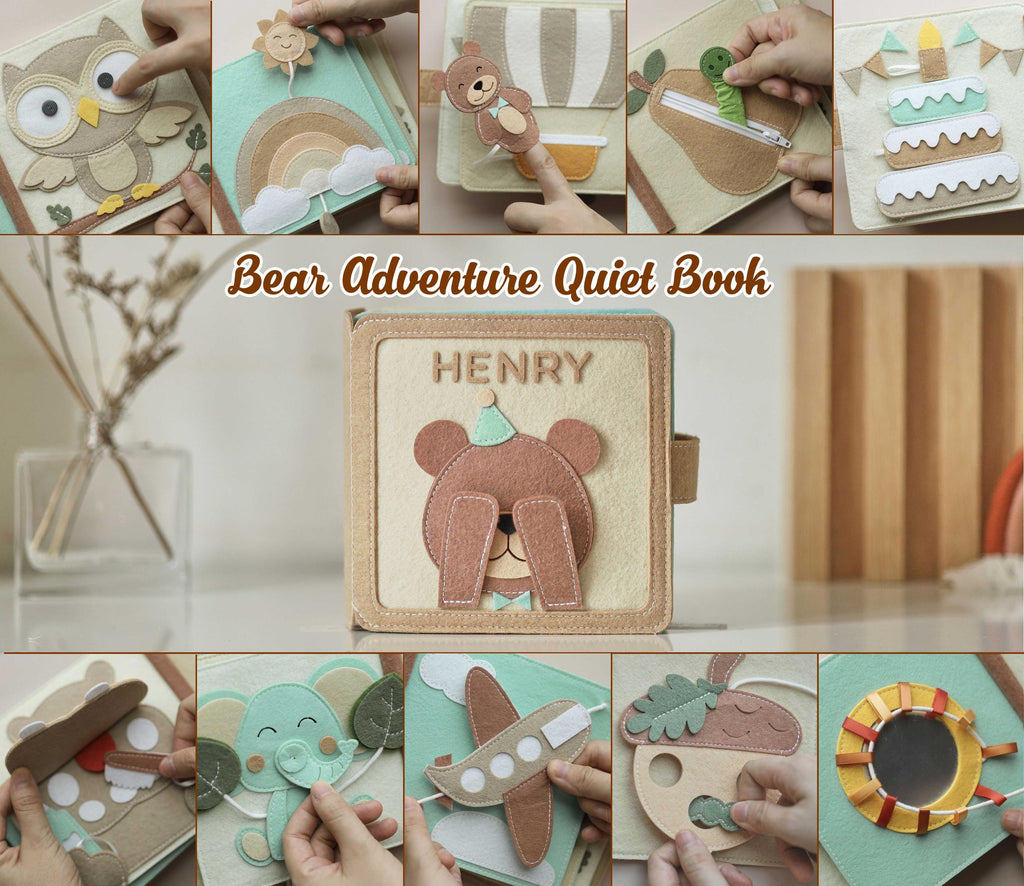 Personalized gift for baby, Handmade felt book, Customized soft Montessori-inspired toy, First birthday present, Busy book, Baby Shower gift