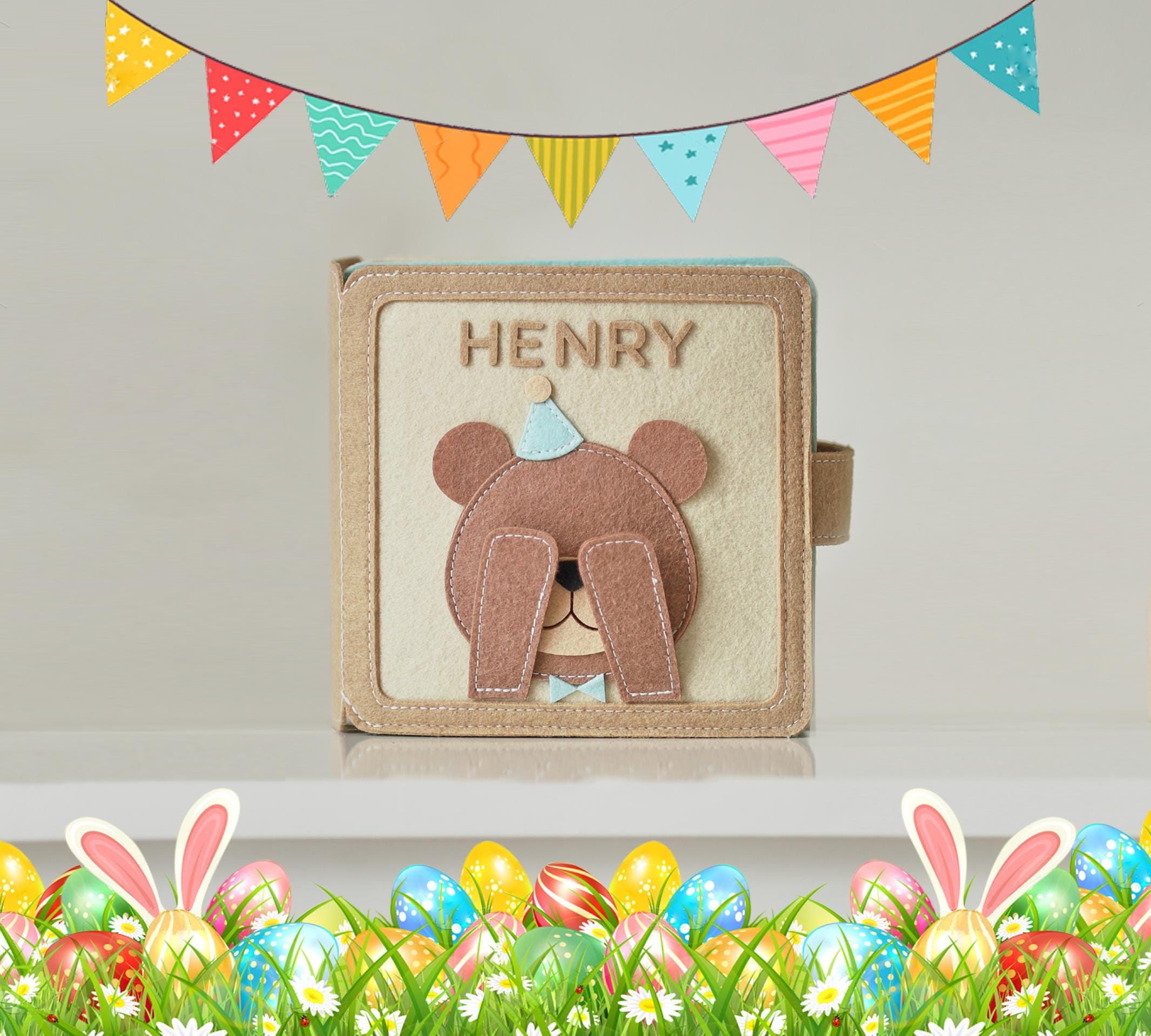 Personalized Teddy Bear baby shower gift, Bear Adventure busy book, Beary first birthday, handmade quiet book, soft Montessori-inspired toy