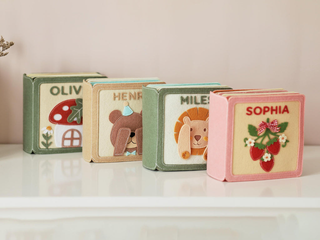 Personalized gift for baby, Handmade felt book, Customized soft Montessori-inspired toy, First birthday present, Busy book, Baby Shower gift