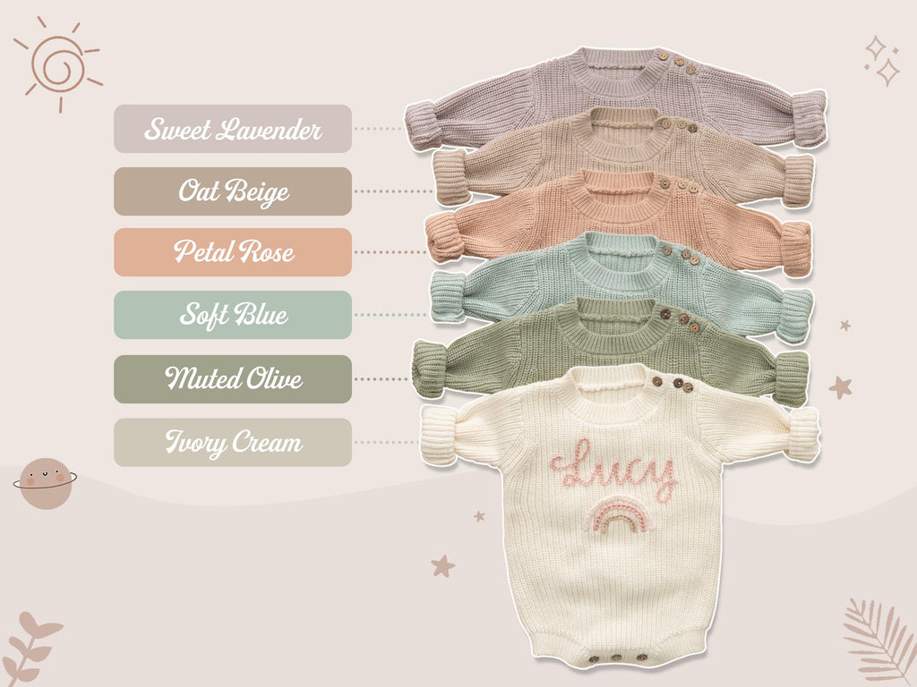 Personalized Newborn Sweater, Hand Embroidered Name Baby Romper, Custom Newborn Coming Home Outfit, Baby Newborn Outfit, Birth Announcement