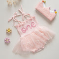 First Birthday Romper, 1st Birthday Outfit, Hand-embroidered One Romper, Personalized Baby Dress, Customized Baby Girl Dress, Gift for B-day