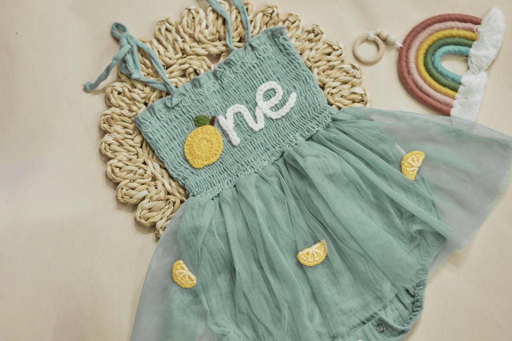 First Birthday Romper, 1st Birthday Outfit, Hand-embroidered One Romper, Personalized Baby Dress, Customized Baby Girl Dress, Gift for B-day