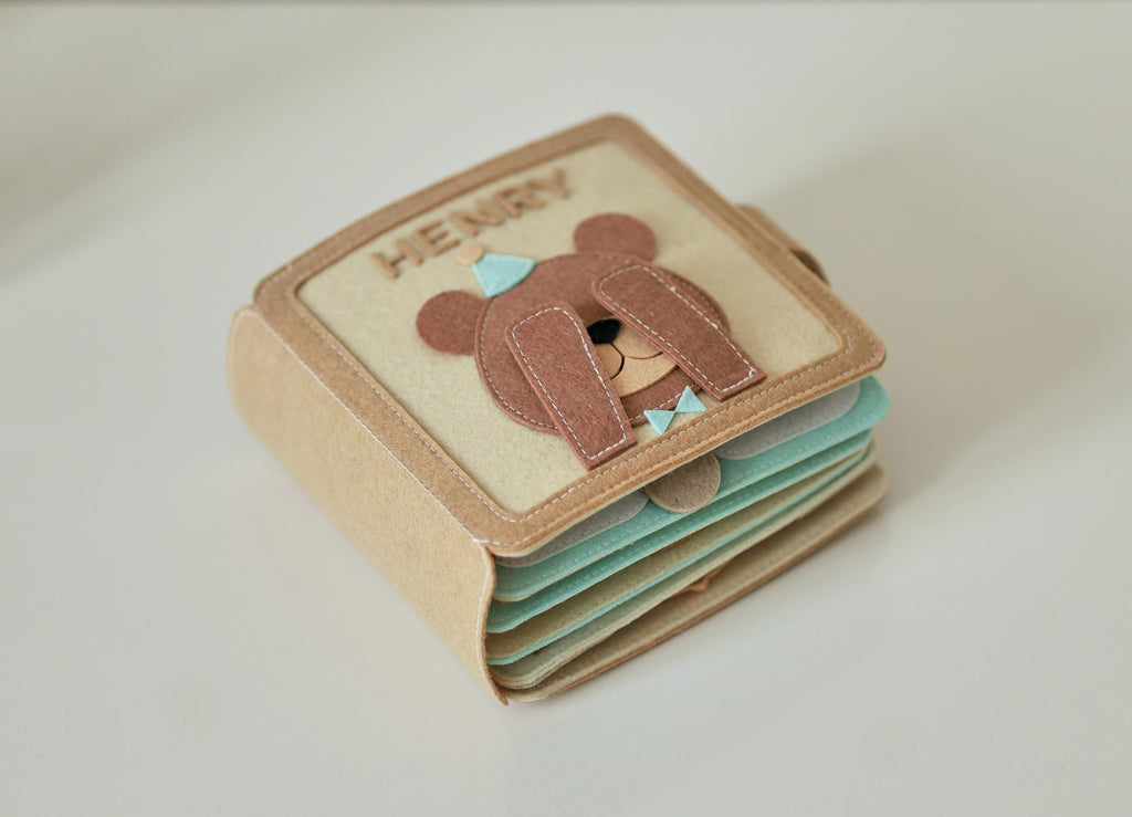 Personalized gift for baby boy& girl, Bear Adventure busy book, handmade felt quiet book, customized soft Montessori-inspired toy for travel