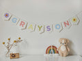 Personalized Name Bunting, Nursery Banner, Felt Name Garland, Nursery Decor, Custom Felt Party Bunting, Pastel Rainbow Name Garland /Banner