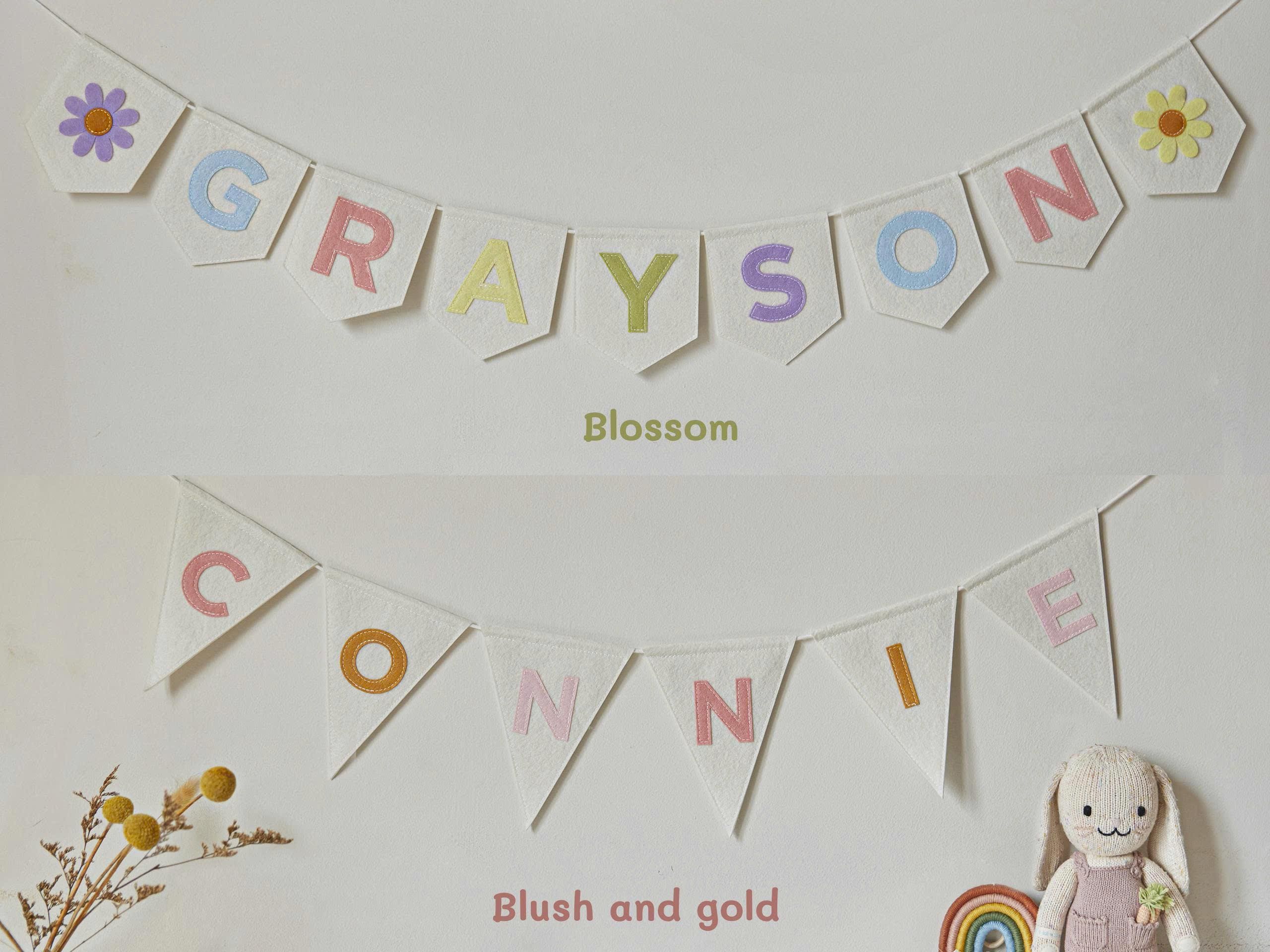 Personalized Name Bunting, Nursery Banner, Felt Name Garland, Nursery Decor, Custom Felt Party Bunting, Pastel Rainbow Name Garland /Banner